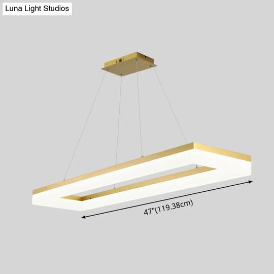 Gold Finish Rectangular Island Led Ceiling Light - Simple Acrylic Design