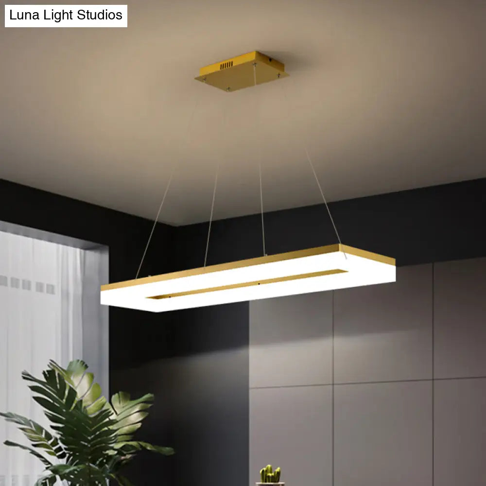 Gold Finish Rectangular Island Led Ceiling Light - Simple Acrylic Design