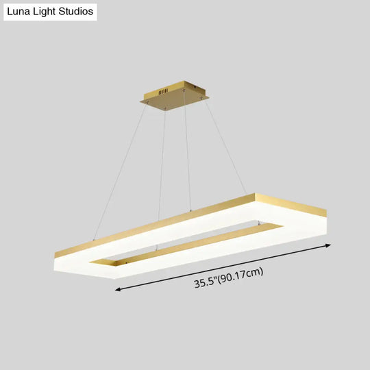 Gold Finish Rectangular Island Led Ceiling Light - Simple Acrylic Design