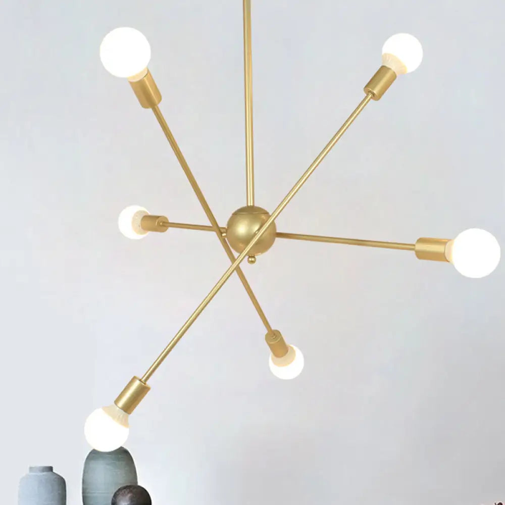 Gold Finish Sputnik Chandelier - Industrial Style 6/8 Light Suspension For Dining Room 6 /