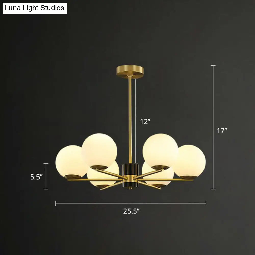 Golden Radial Milk Glass Chandelier With Postmodern Design 6 / Gold