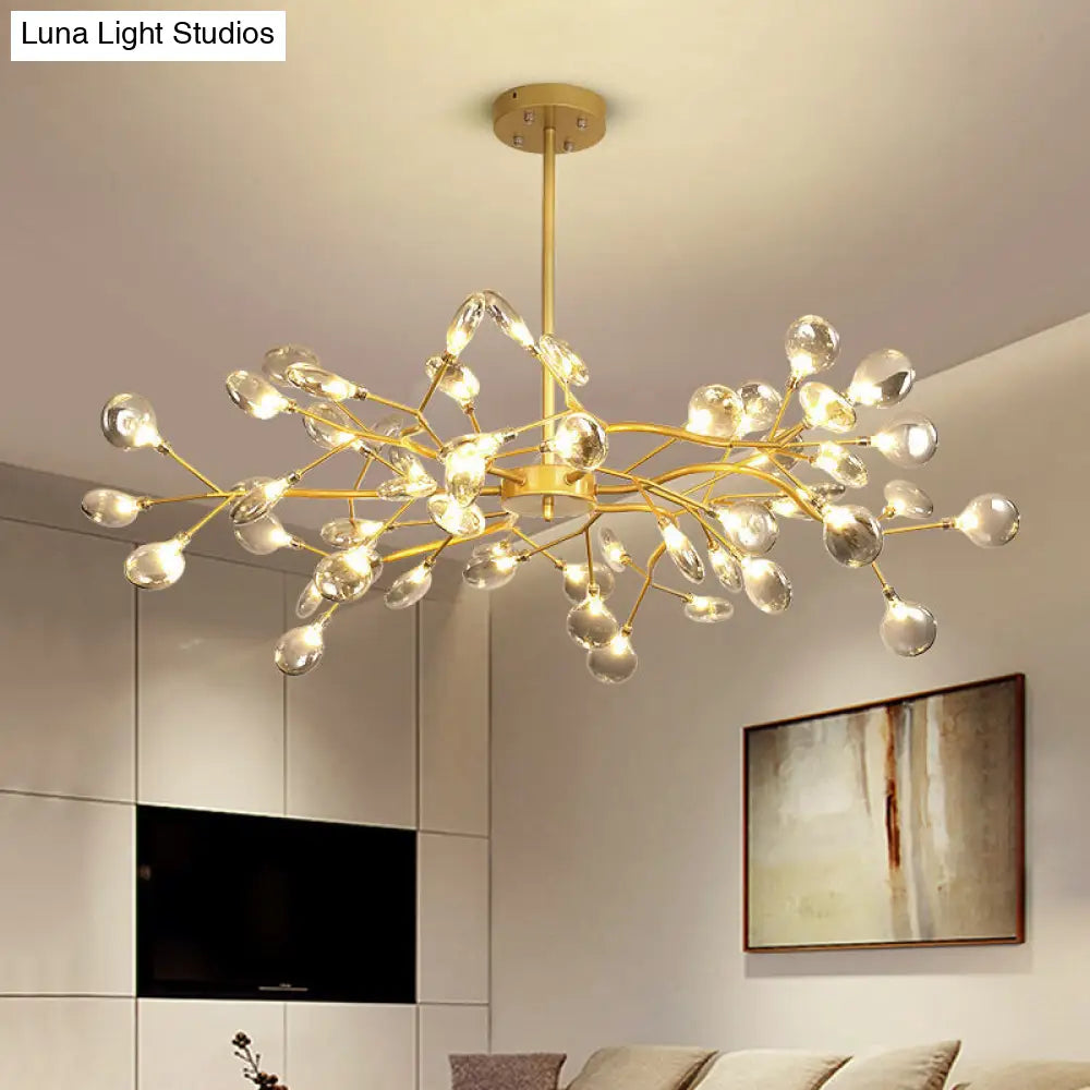 Gold Firefly Shade Nordic Led Chandelier For Living Room: Acrylic Suspension Lighting