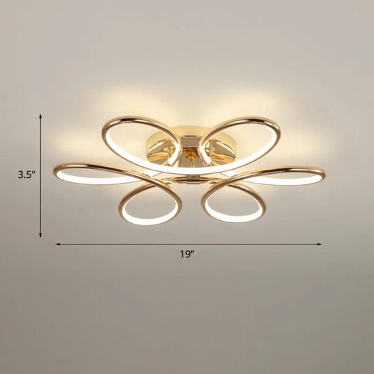 Gold Flower Led Flush Mount Ceiling Light - Simplicity Meets Elegance / 19 Warm