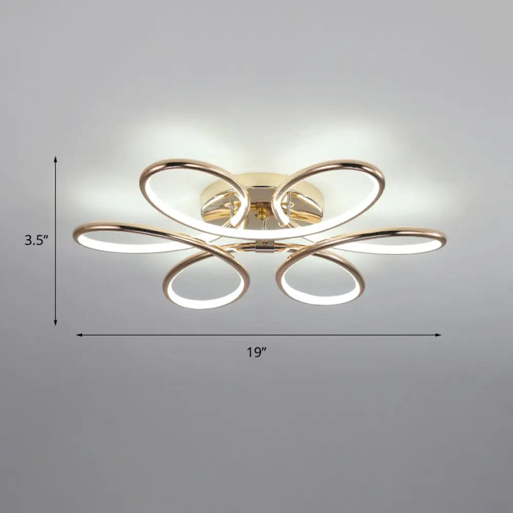 Gold Flower Led Flush Mount Ceiling Light - Simplicity Meets Elegance / 19 White