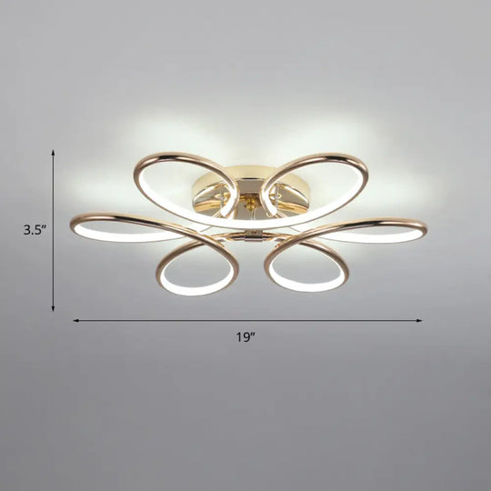 Gold Flower Led Flush Mount Ceiling Light - Simplicity Meets Elegance / 19 White