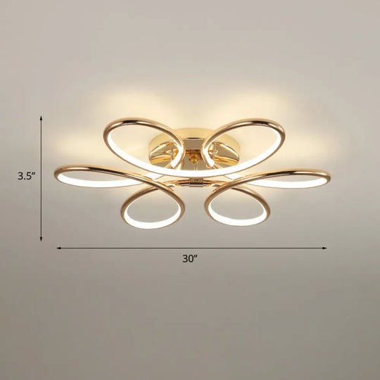 Gold Flower Led Flush Mount Ceiling Light - Simplicity Meets Elegance / 30 Warm