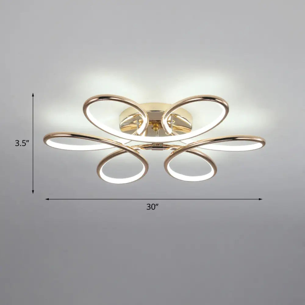 Gold Flower Led Flush Mount Ceiling Light - Simplicity Meets Elegance / 30 White