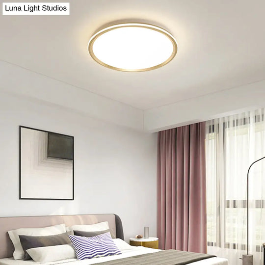 Gold Flush-Mount Led Ceiling Lamp: Simplicity Acrylic Bedroom Lighting / 16 White