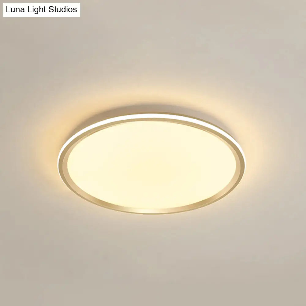 Gold Flush-Mount Led Ceiling Lamp: Simplicity Acrylic Bedroom Lighting / 16 Warm