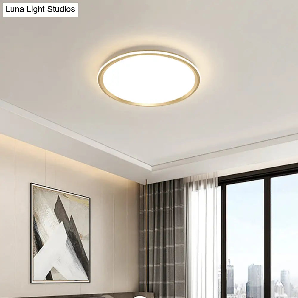 Gold Flush - Mount Led Ceiling Lamp: Simplicity Acrylic Bedroom Lighting