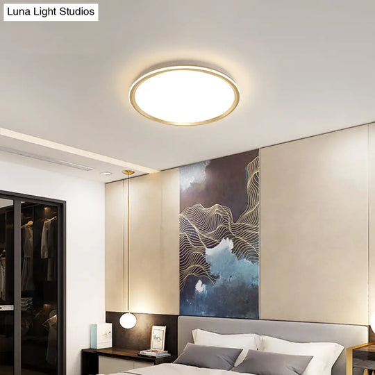 Gold Flush - Mount Led Ceiling Lamp: Simplicity Acrylic Bedroom Lighting