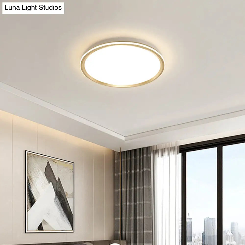 Gold Flush-Mount Led Ceiling Lamp: Simplicity Acrylic Bedroom Lighting