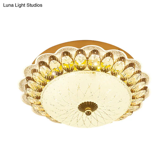 Gold Flush Mount Led Crystal Ceiling Light