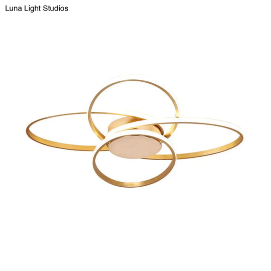 Gold Flush Mount Nordic Led Ceiling Light For Living Room With Overlapping Acrylic Design