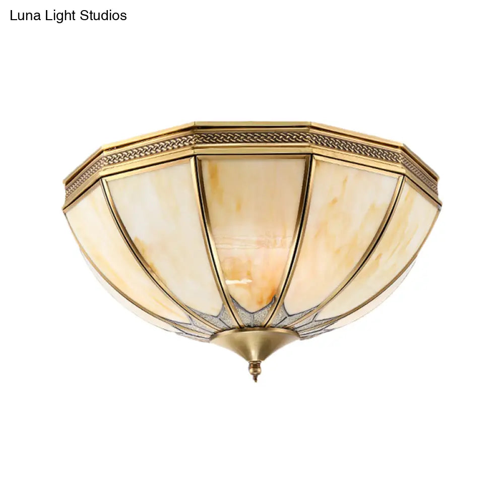 Gold Flushmount Light With 4 Lights And Frosted Glass For Bedroom Ceiling - Traditional Design’