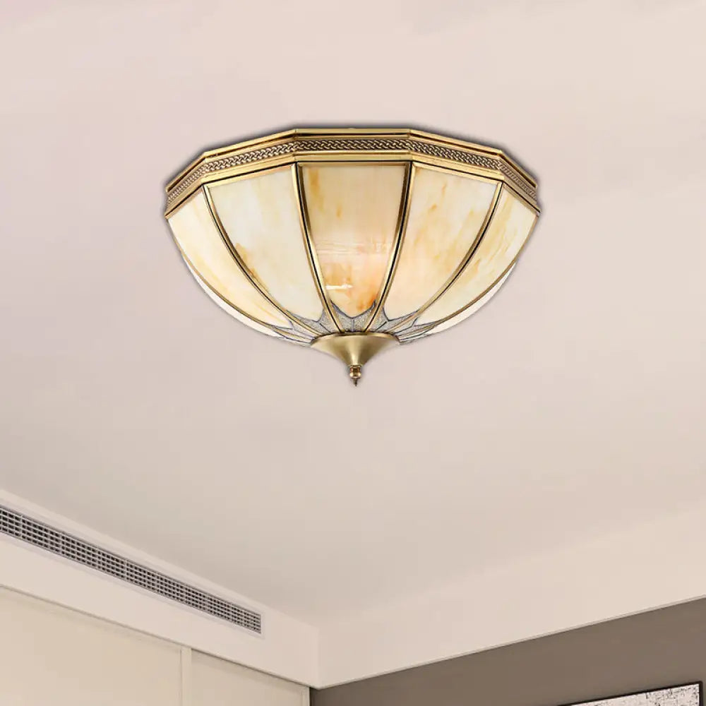 Gold Flushmount Light With 4 Lights And Frosted Glass For Bedroom Ceiling - Traditional Design’