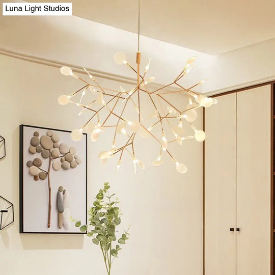 Gold Foliage Pendant Chandelier: Acrylic Simplicity For Dining Room