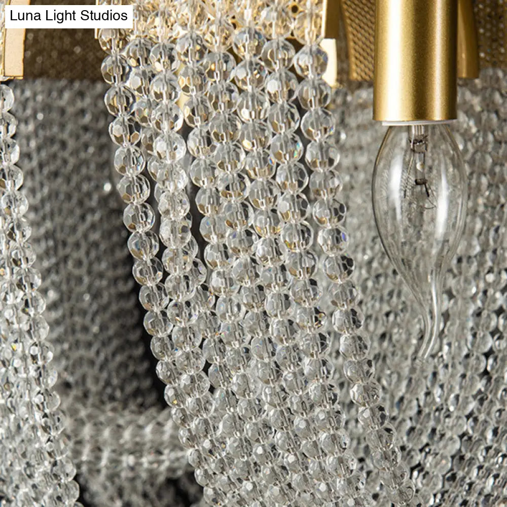 Golden Fringed Suspension Light - Post-Modern Crystal Pendant For Dining Room