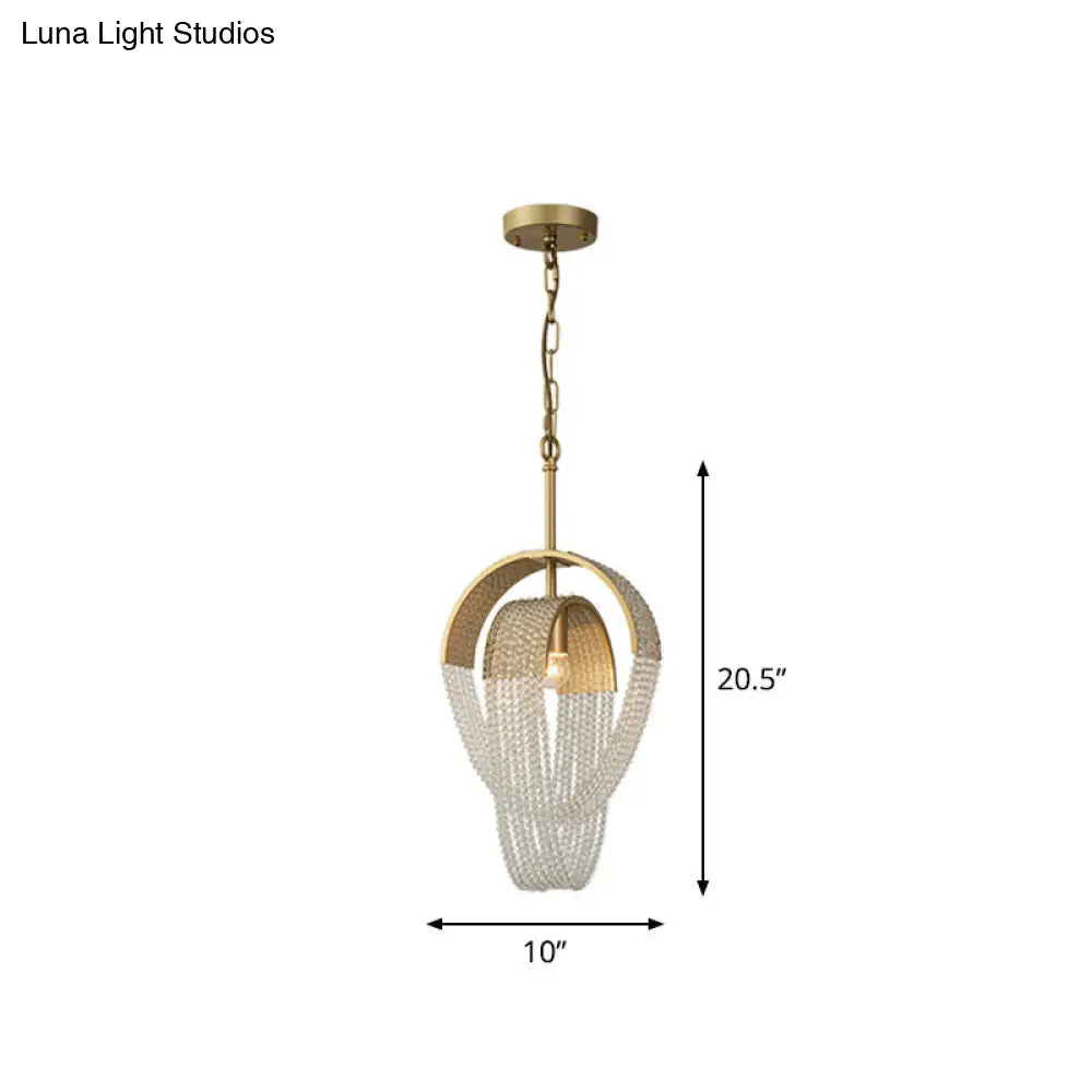 Golden Fringed Suspension Light - Post-Modern Crystal Pendant For Dining Room 1 / Gold