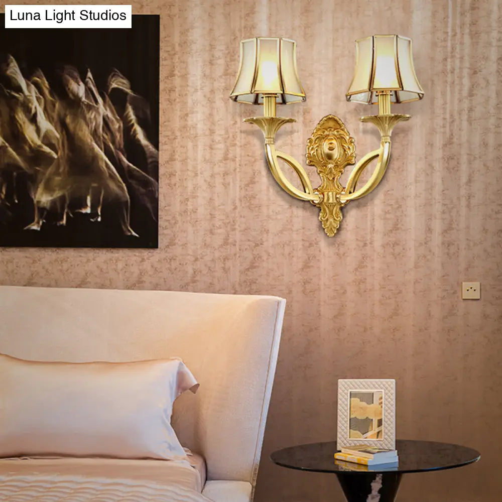 Gold Frost Glass Flare Wall Mounted Light - Classic Corridor Lighting