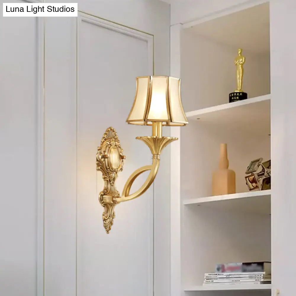 Gold Frost Glass Flare Wall Mounted Light - Classic Corridor Lighting