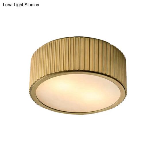 Gold Frosted Glass Ceiling Fixture - 3-Bulb Circular Flush Mount Recessed Lighting 12/16 Wide