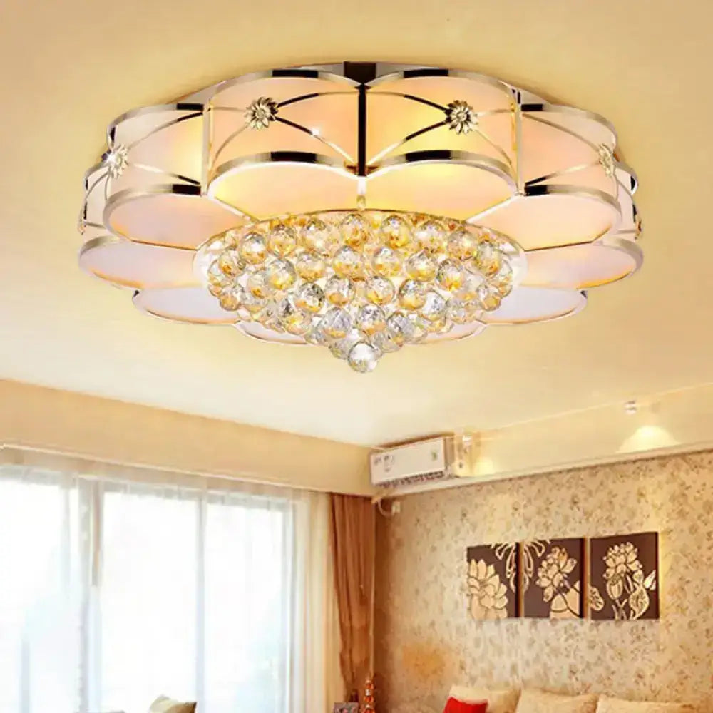 Gold Frosted Glass Flush Light Fixture For Traditional Bedrooms - Elegant Ceiling Lighting With