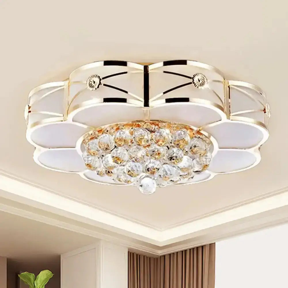 Gold Frosted Glass Flush Light Fixture For Traditional Bedrooms - Elegant Ceiling Lighting With