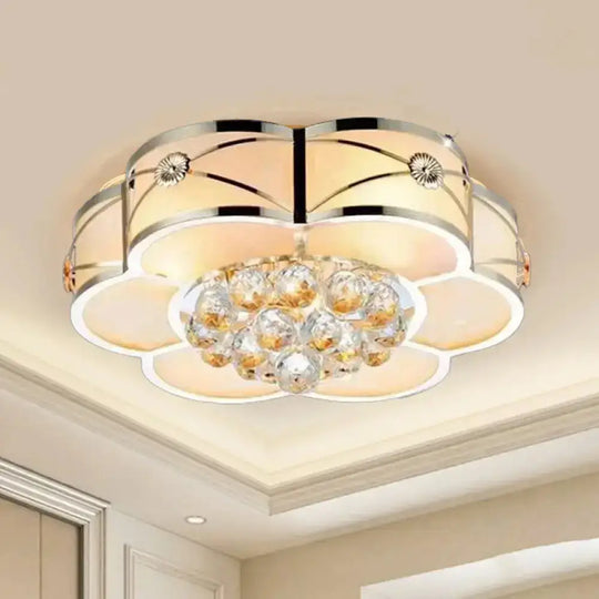 Gold Frosted Glass Flush Light Fixture For Traditional Bedrooms - Elegant Ceiling Lighting With