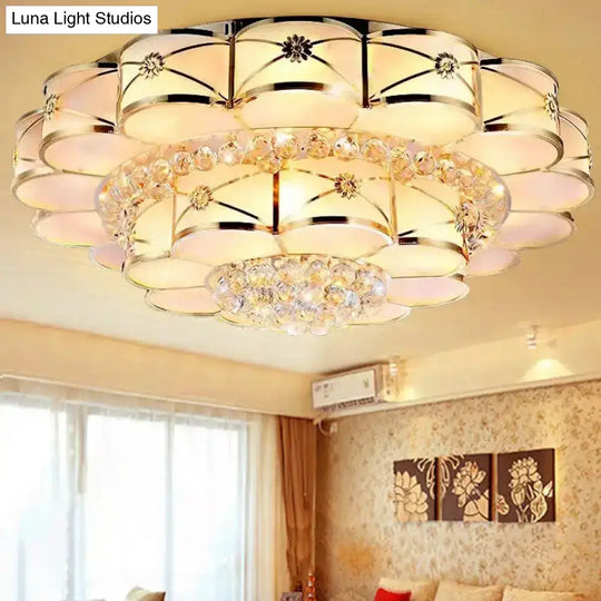 Gold Frosted Glass Flush Light Fixture For Traditional Bedrooms - Elegant Ceiling Lighting With