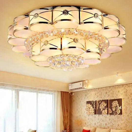 Gold Frosted Glass Flush Light Fixture For Traditional Bedrooms - Elegant Ceiling Lighting With