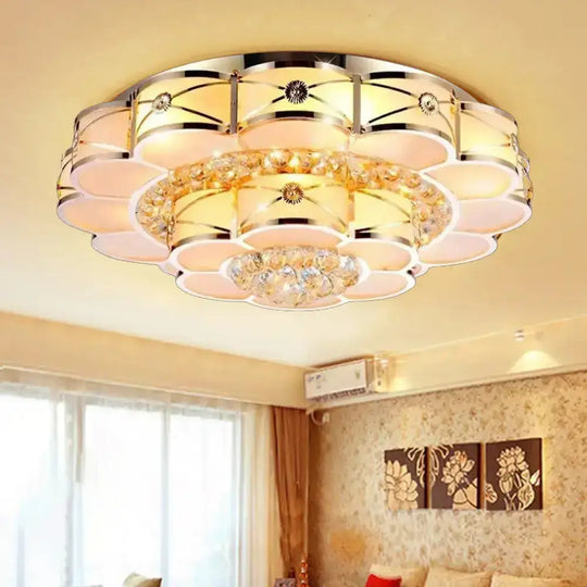 Gold Frosted Glass Flush Light Fixture For Traditional Bedrooms - Elegant Ceiling Lighting With