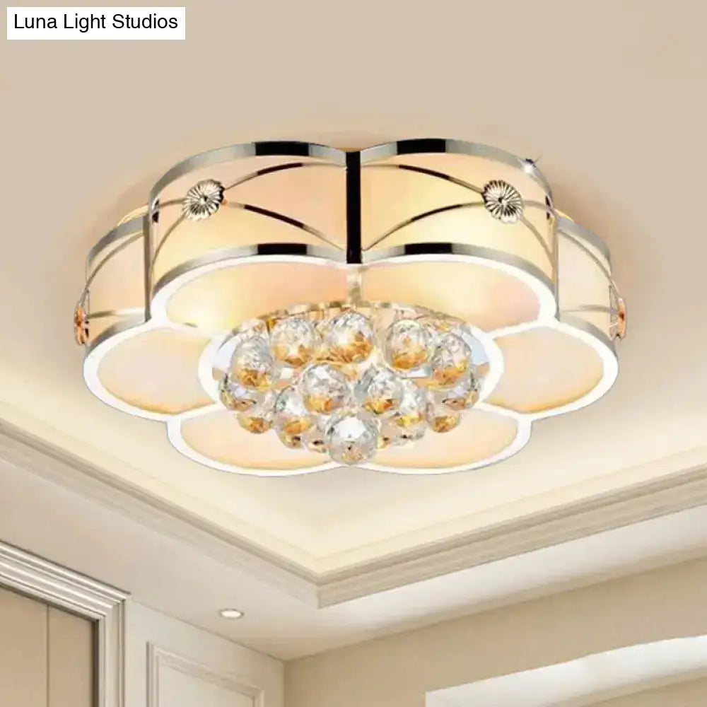 Gold Frosted Glass Flush Light Fixture For Traditional Bedrooms - Elegant Ceiling Lighting With