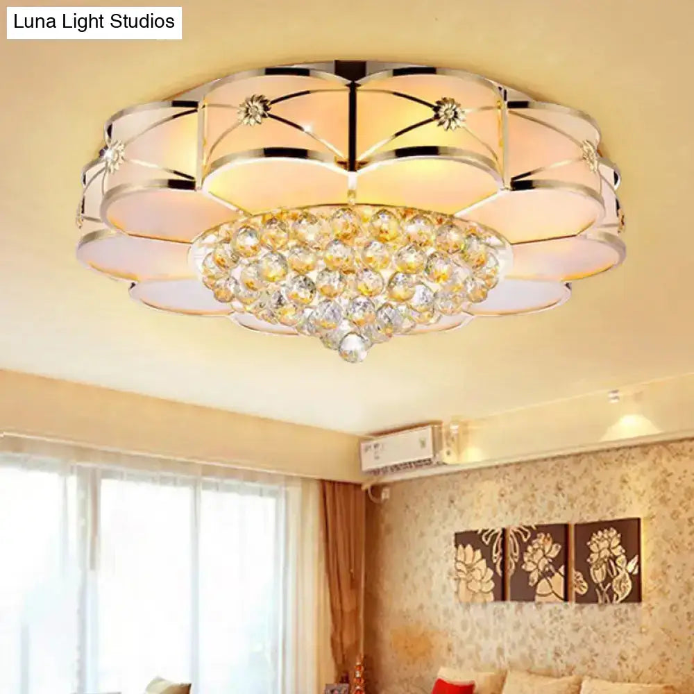 Gold Frosted Glass Flush Light Fixture For Traditional Bedrooms - Elegant Ceiling Lighting With