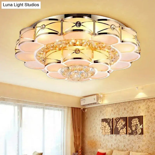 Gold Frosted Glass Flush Light Fixture For Traditional Bedrooms - Elegant Ceiling Lighting With