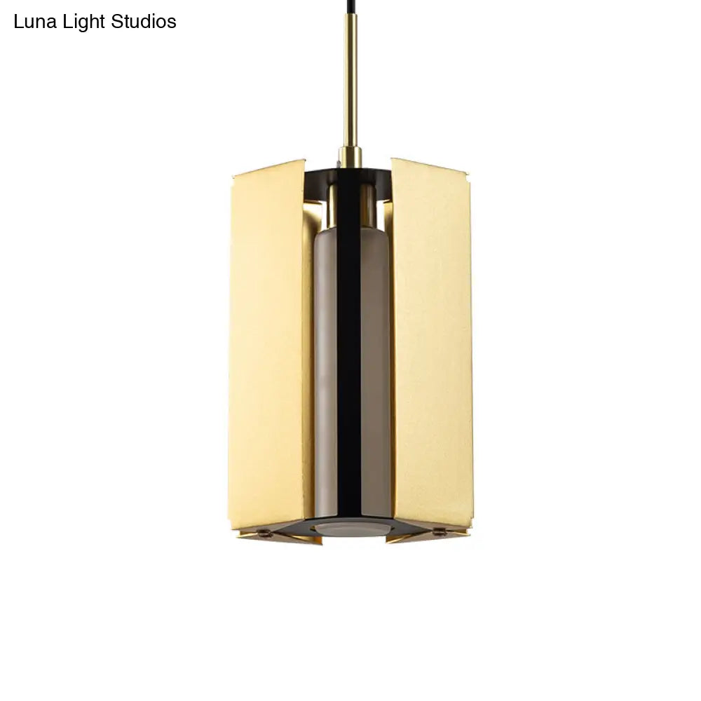 Gold Geometric Bedside Pendant Light - Modern Led Hanging Lamp