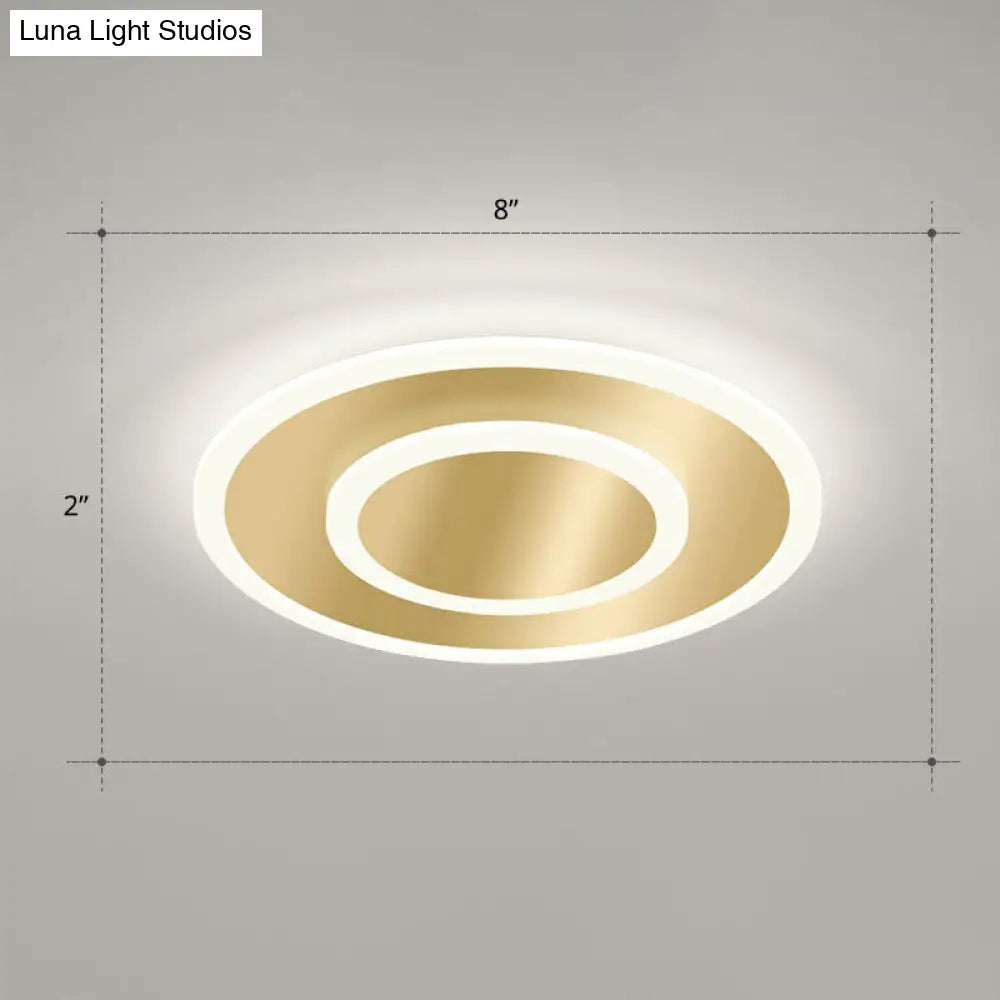 Gold Geometric Corridor Ceiling Light - Acrylic Led Flush Mount Fixture With Minimalistic Design /