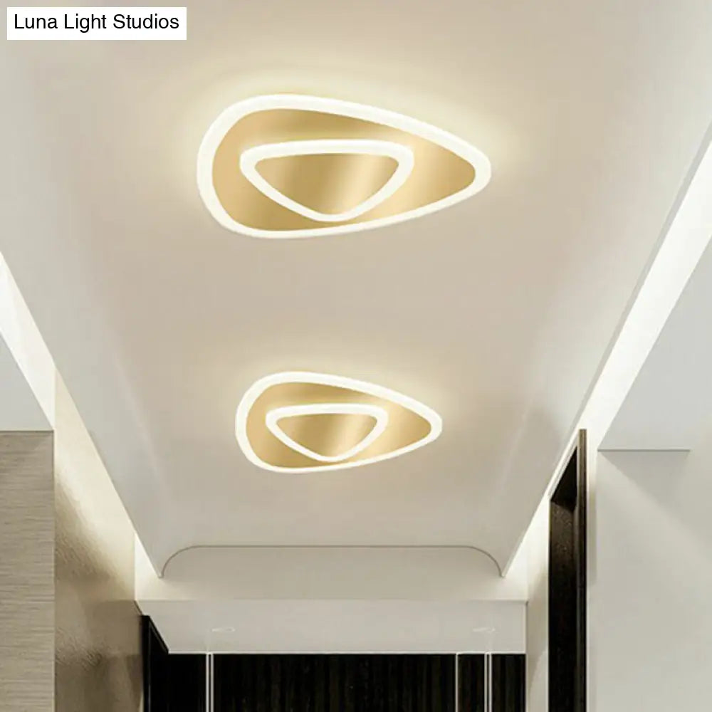 Gold Geometric Corridor Ceiling Light - Acrylic Led Flush Mount Fixture With Minimalistic Design