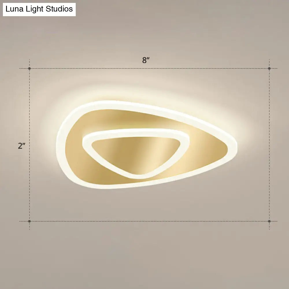 Gold Geometric Corridor Ceiling Light - Acrylic Led Flush Mount Fixture With Minimalistic Design /