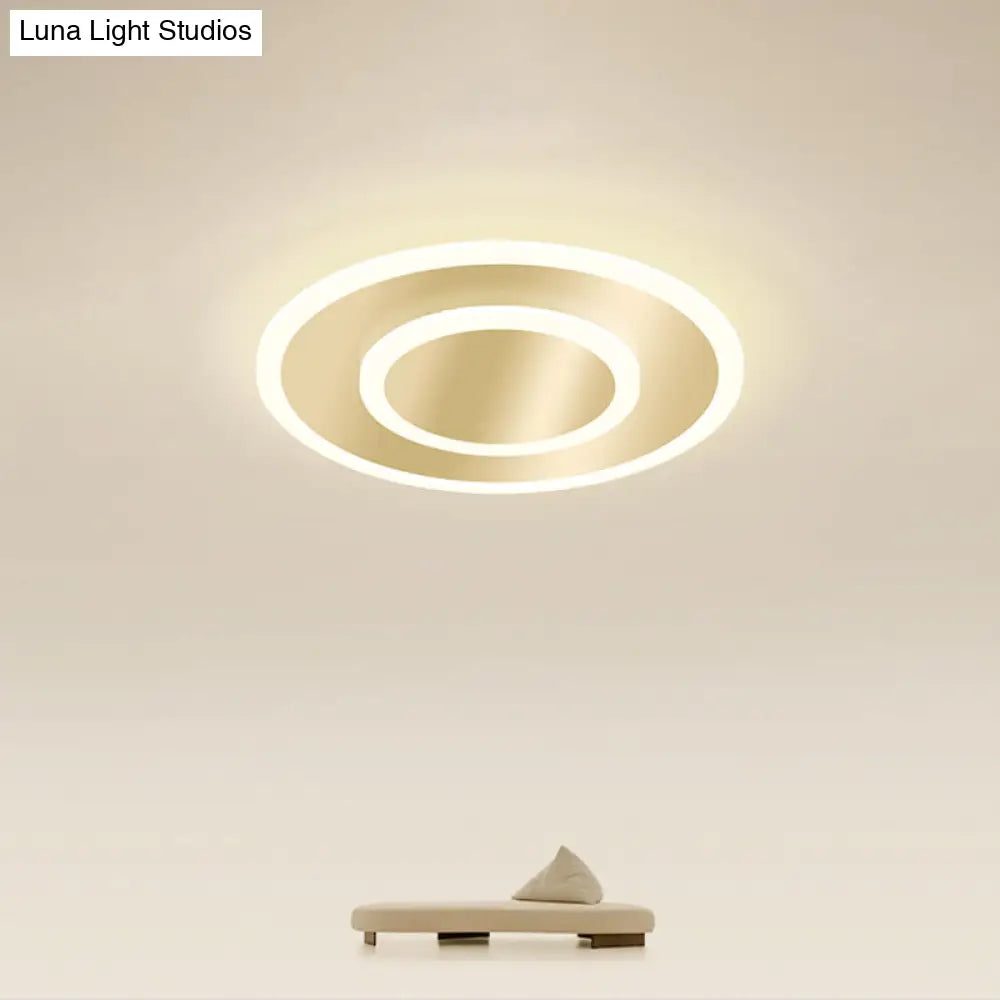 Gold Geometric Corridor Ceiling Light - Acrylic Led Flush Mount Fixture With Minimalistic Design