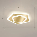 Gold Geometric Corridor Ceiling Light - Acrylic Led Flush Mount Fixture With Minimalistic Design /