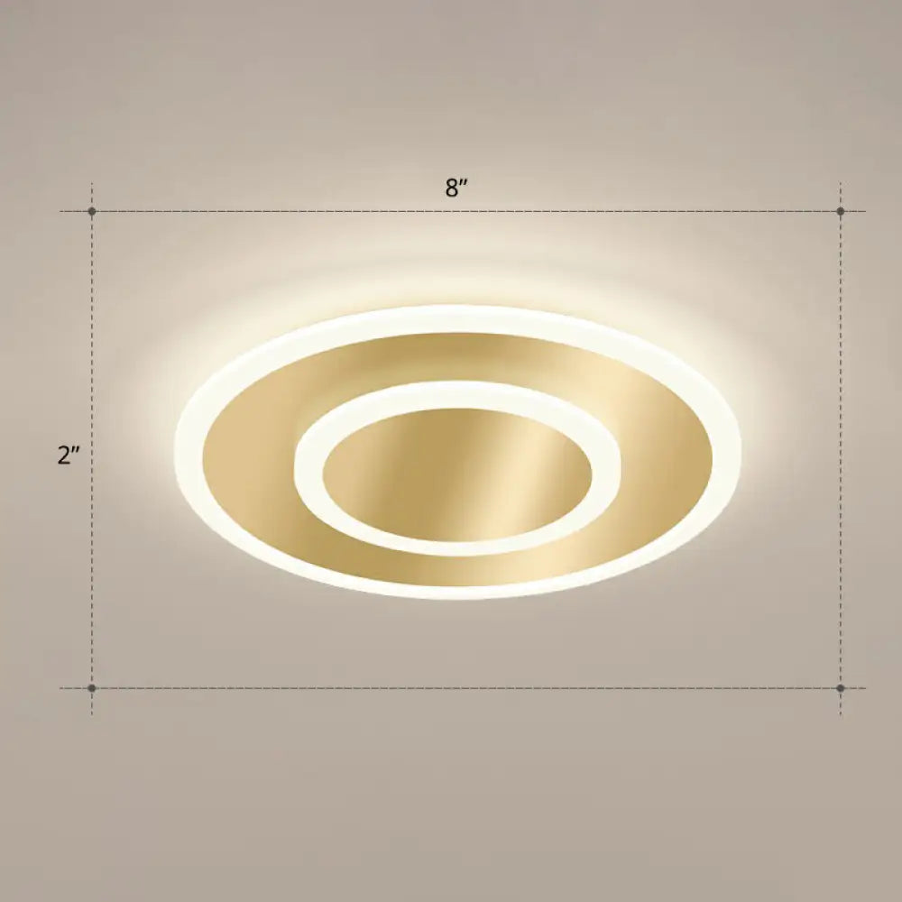 Gold Geometric Corridor Ceiling Light - Acrylic Led Flush Mount Fixture With Minimalistic Design /