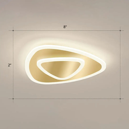 Gold Geometric Corridor Ceiling Light - Acrylic Led Flush Mount Fixture With Minimalistic Design /