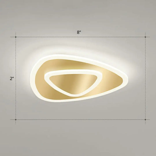 Gold Geometric Corridor Ceiling Light - Acrylic Led Flush Mount Fixture With Minimalistic Design /