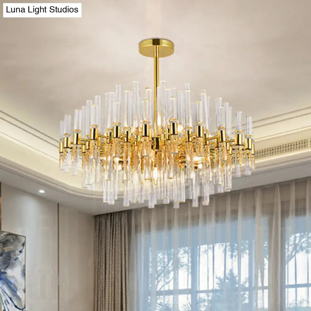 Gold Geometric Crystal Rod Chandelier Pendant Light - Postmodern Fixture