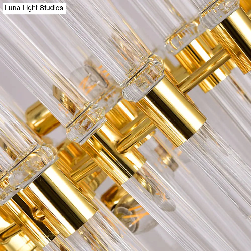 Gold Geometric Crystal Rod Chandelier Pendant Light - Postmodern Fixture