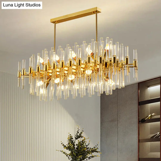 Gold Geometric Crystal Rod Chandelier Pendant Light - Postmodern Fixture