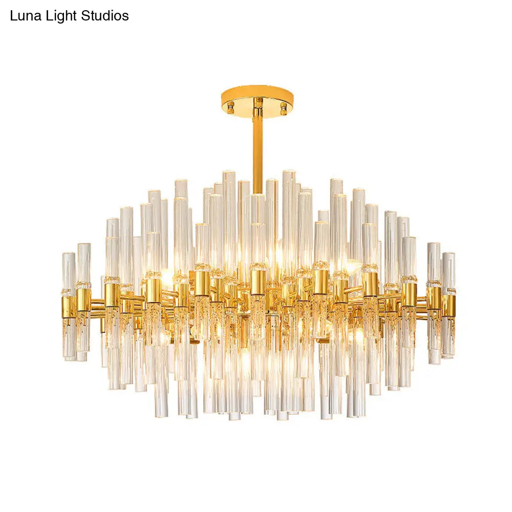 Gold Geometric Crystal Rod Chandelier Pendant Light - Postmodern Fixture