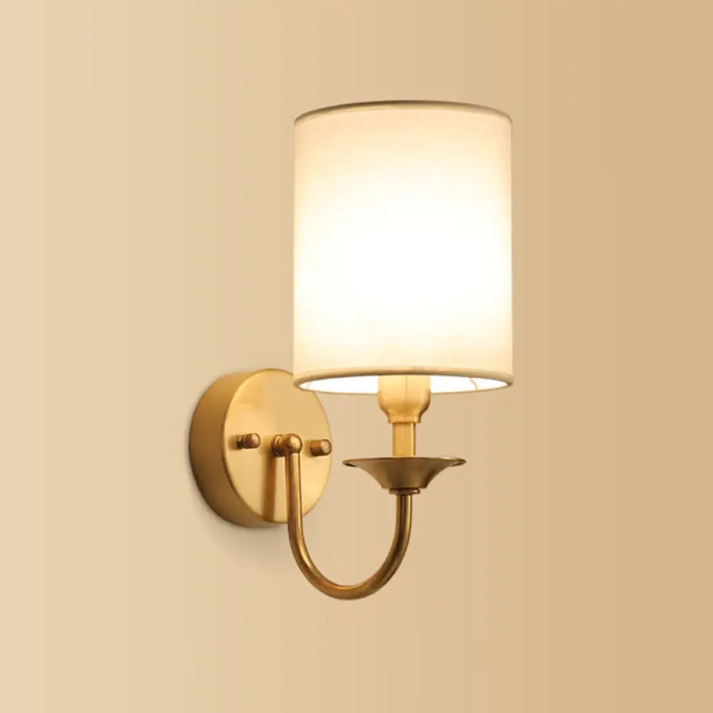 Gold Geometric Fabric Wall Sconce Lamp - 1 Head Wall Lighting Fixture ...