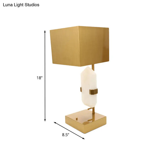 Gold Geometric Jade Bedroom Desk Lamp - Modern Stainless Steel Table Light